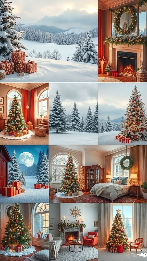 A collage of various aesthetic Christmas backgrounds.